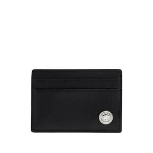 NIB Versace Medusa Silver Biggie Black Leather Credit Card Holder